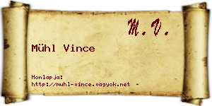 Mühl Vince névjegykártya